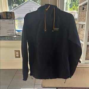 L.L. Bean Black Windbreaker with Orange Accents
